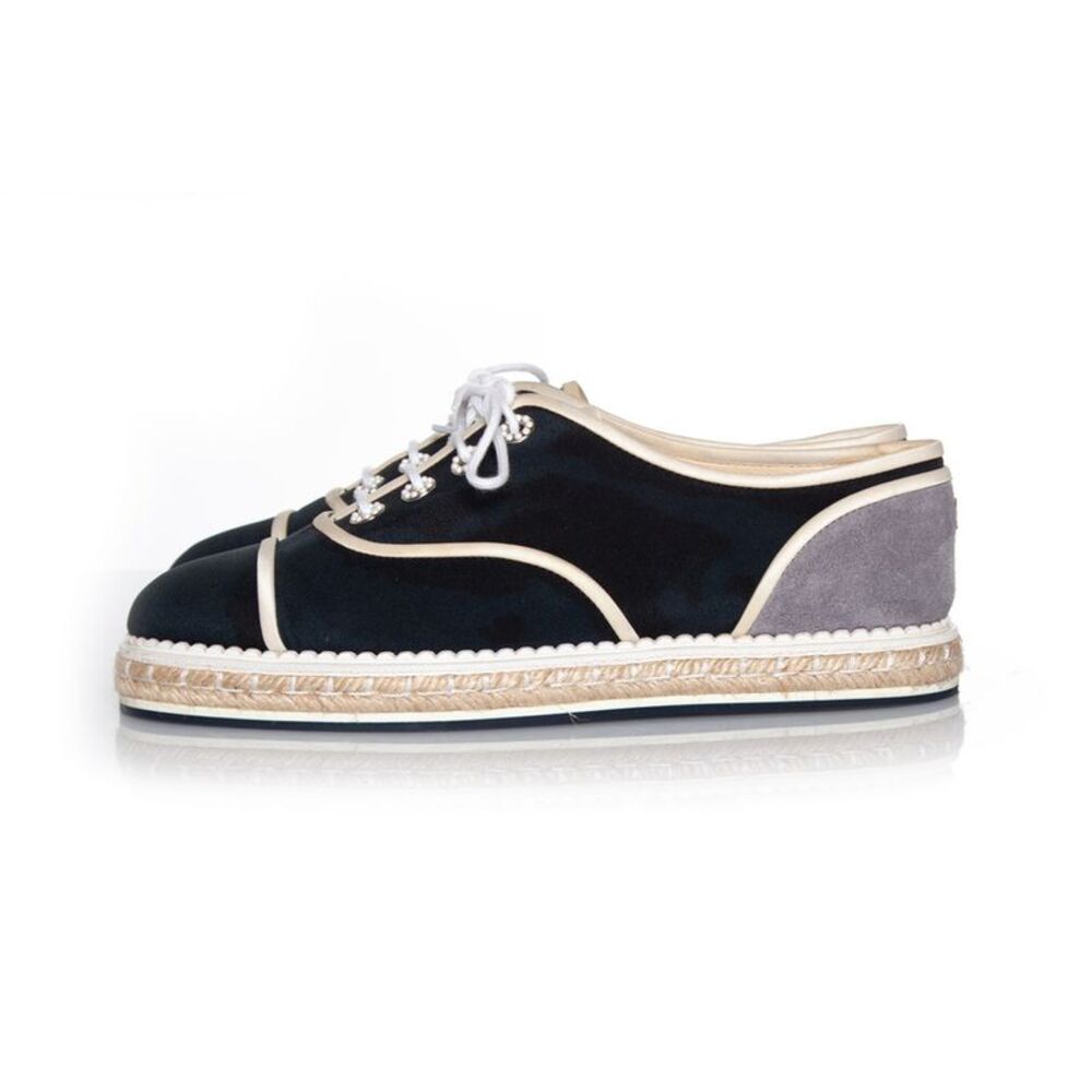 Satin espadrilles in blue - Picture 2 of 7